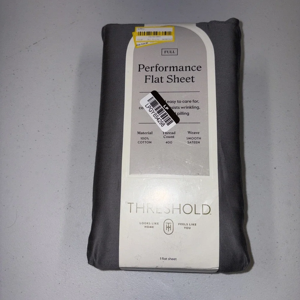 Full 400 Thread Count Performance Flat Sheet Dark Gray - Threshold: Cotton